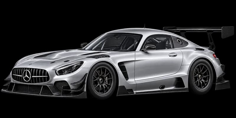 Silver Mercedes-AMG GT3 race car