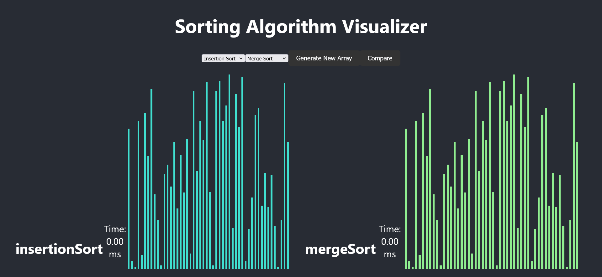 Screenshot of sorting algorithm visualizer